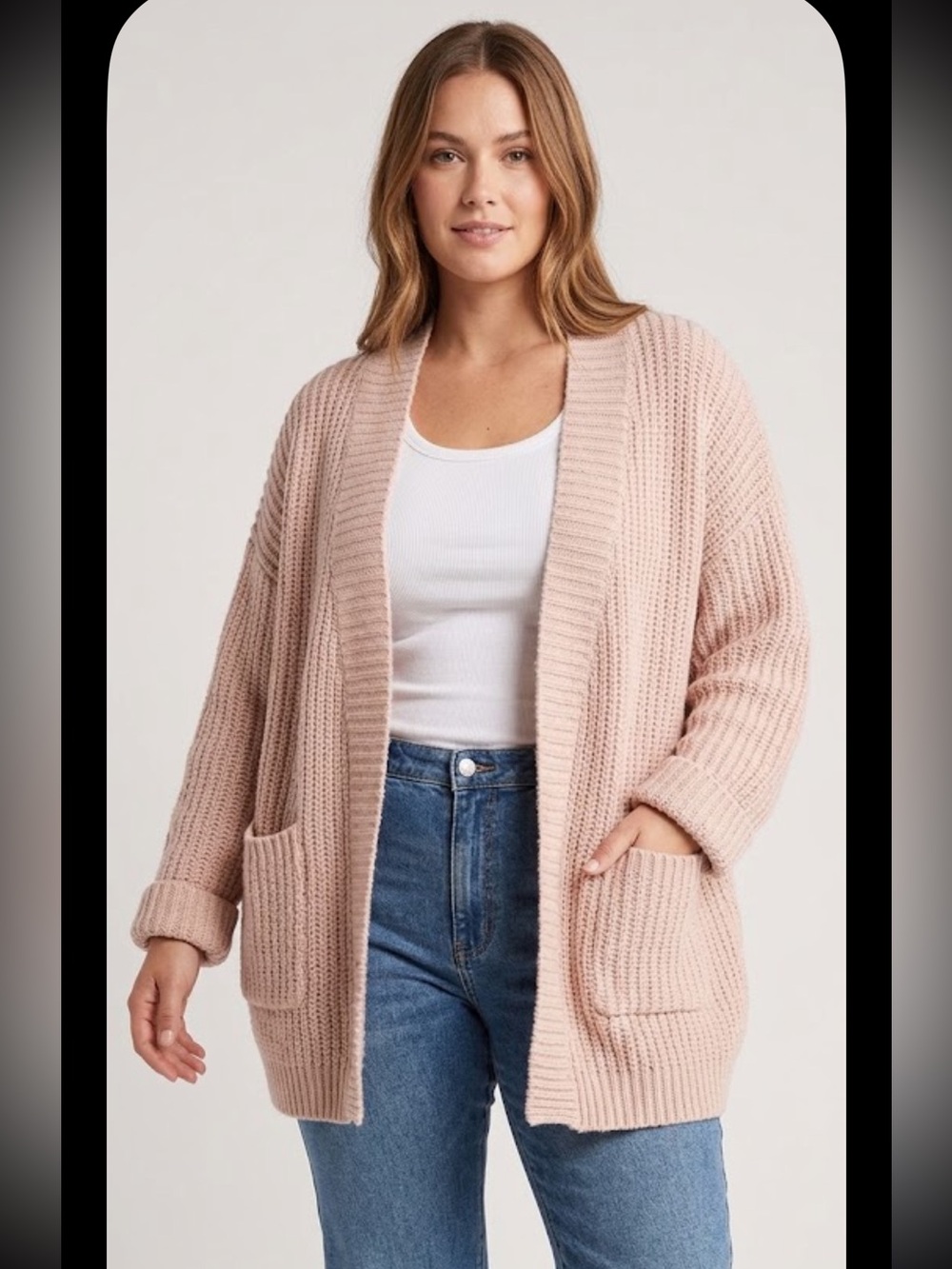 Sadie&Sage Blush Rose cardigan, chunky knit size large